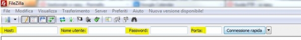 filezilla parametri connessione