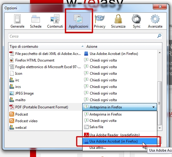 selezionare Adobe Acrobat