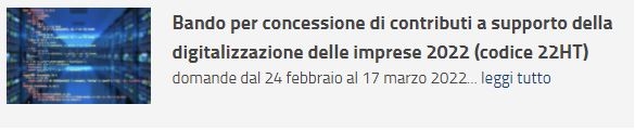Banner Bando Digitalizzazione 2022